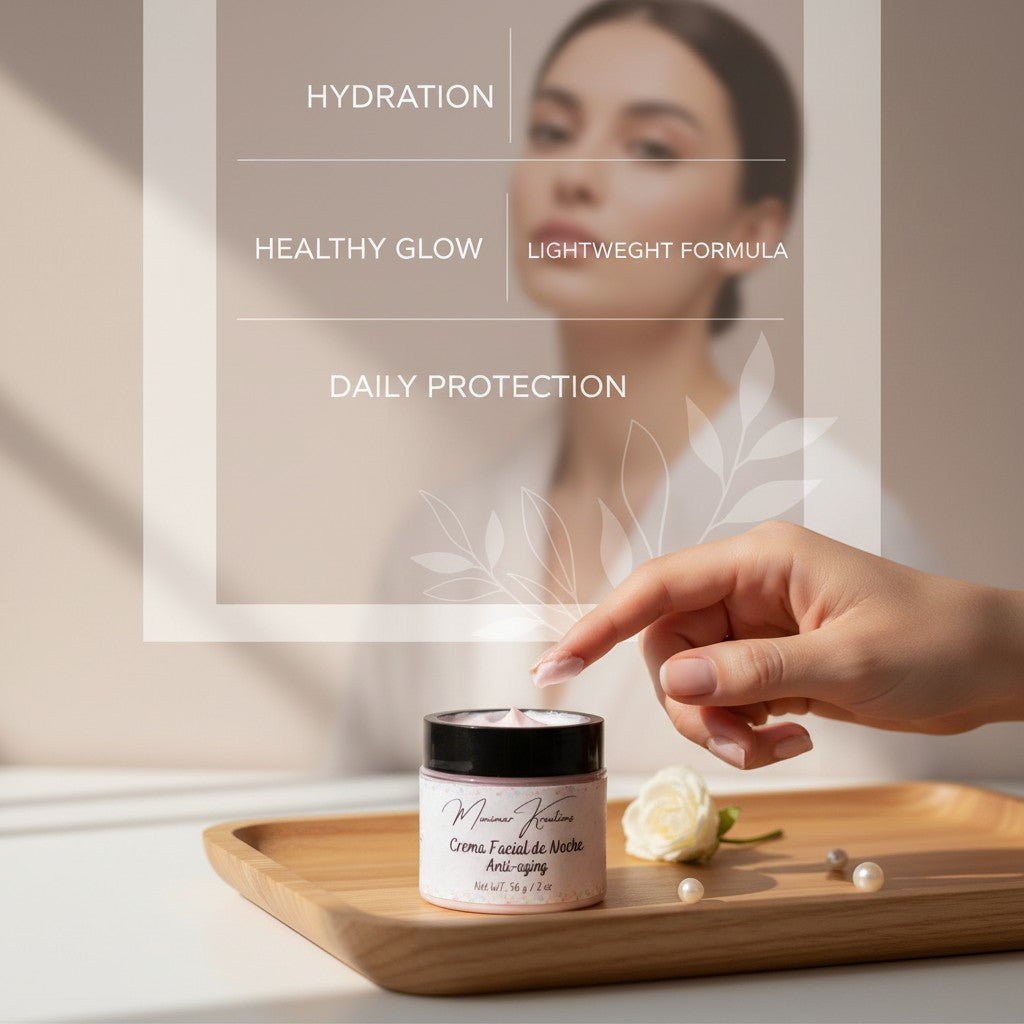 monimarkreations pink anti-aging facial cream in a jar with a black lid, 2 oz