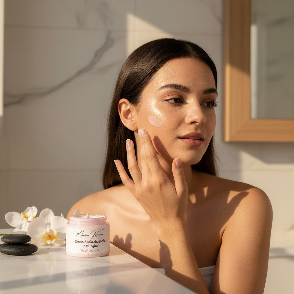 monimarkreations pink anti-aging facial cream in a jar with a black lid, 2 oz.