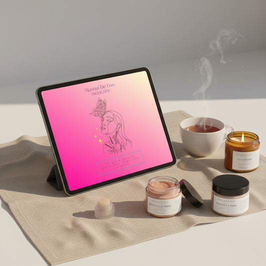Monimar Kreations Skincare Usage Guide digital download with line art of a woman, butterfly, and botanical elements.