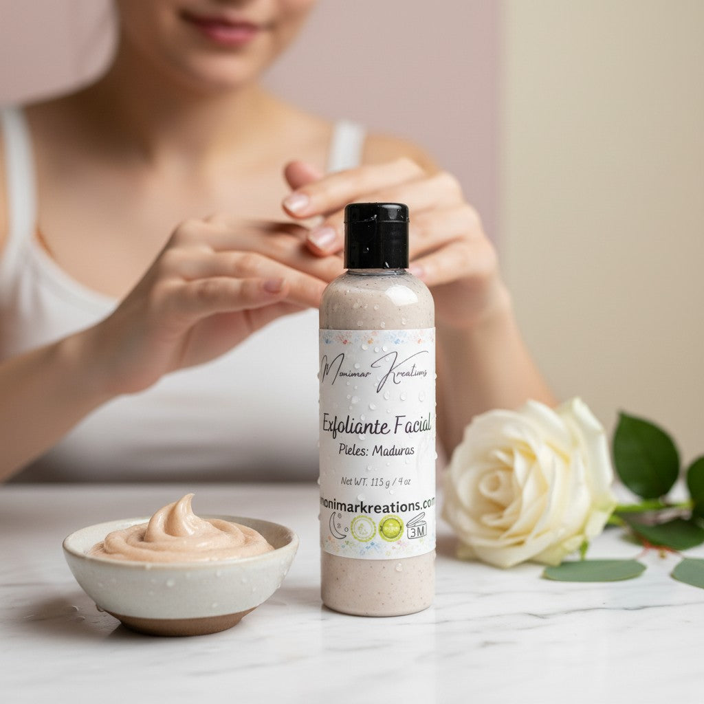 monimarkreations exfoliating face scrub for teens with natural exfoliants and fresh citrus scent.