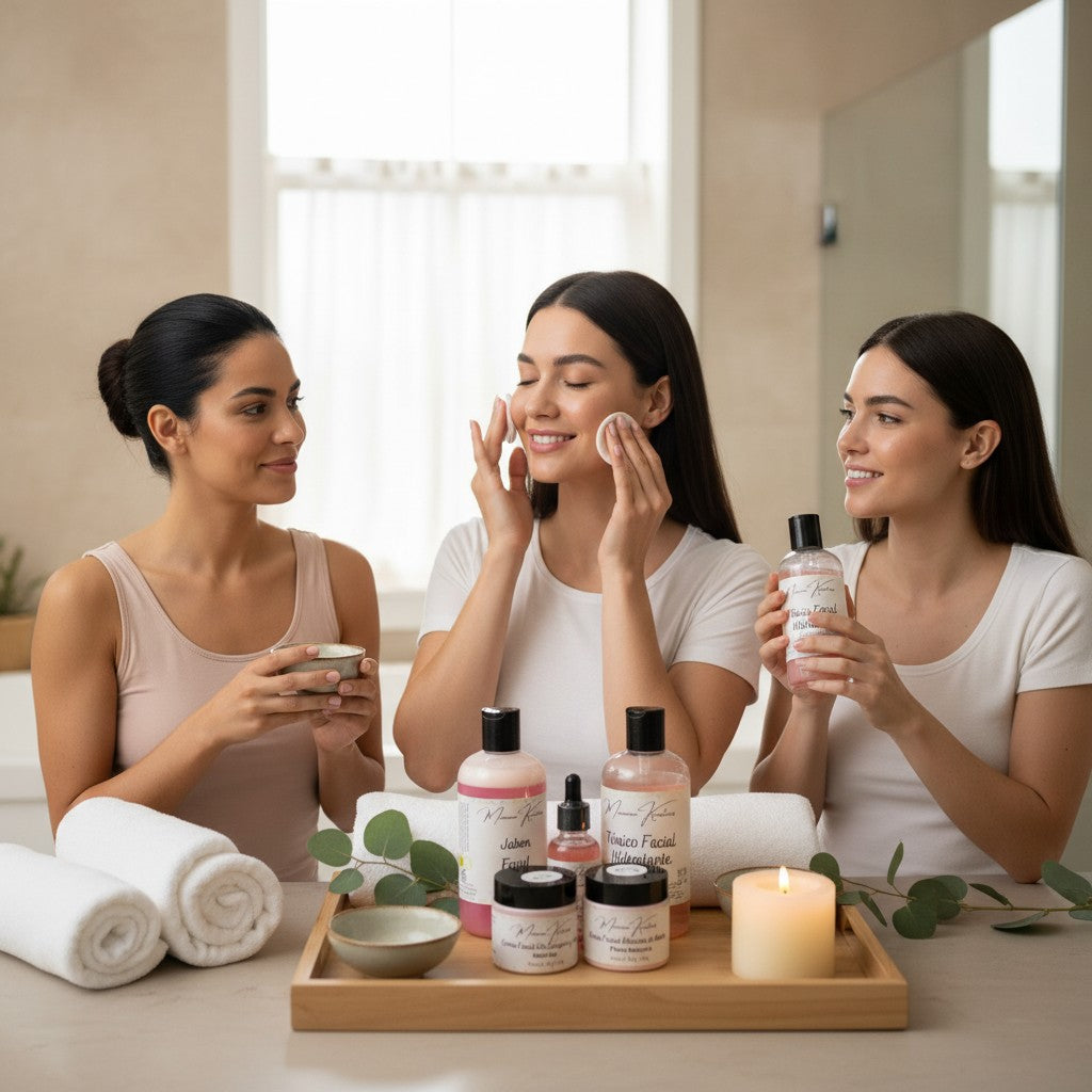 Monimar Kreations skincare bundle with cleanser, toner, serum, day cream, and night cream for youthful skin.
